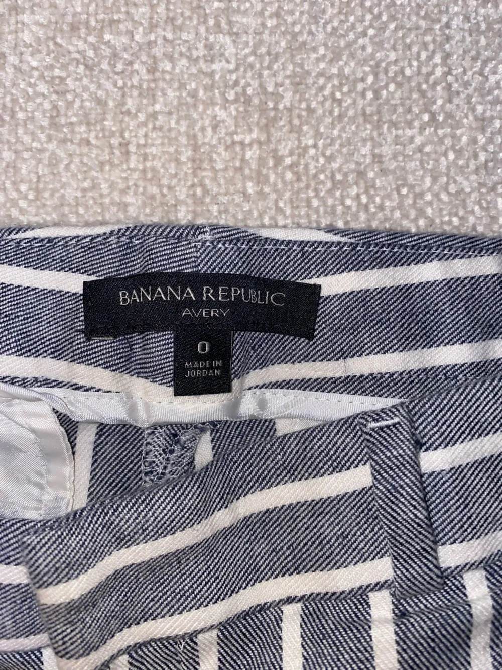 Banana Republic Avery Striped Linen Cotton Stretch Pants Size 0 Preppy